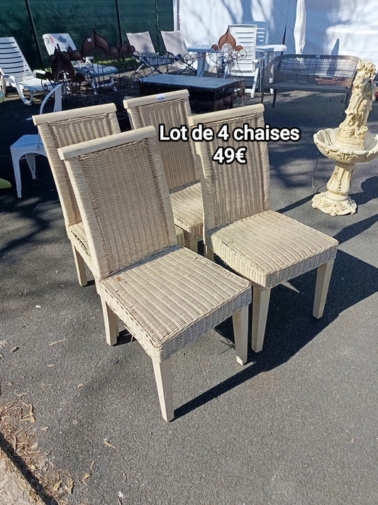 Lot de 4 chaises osier 040015