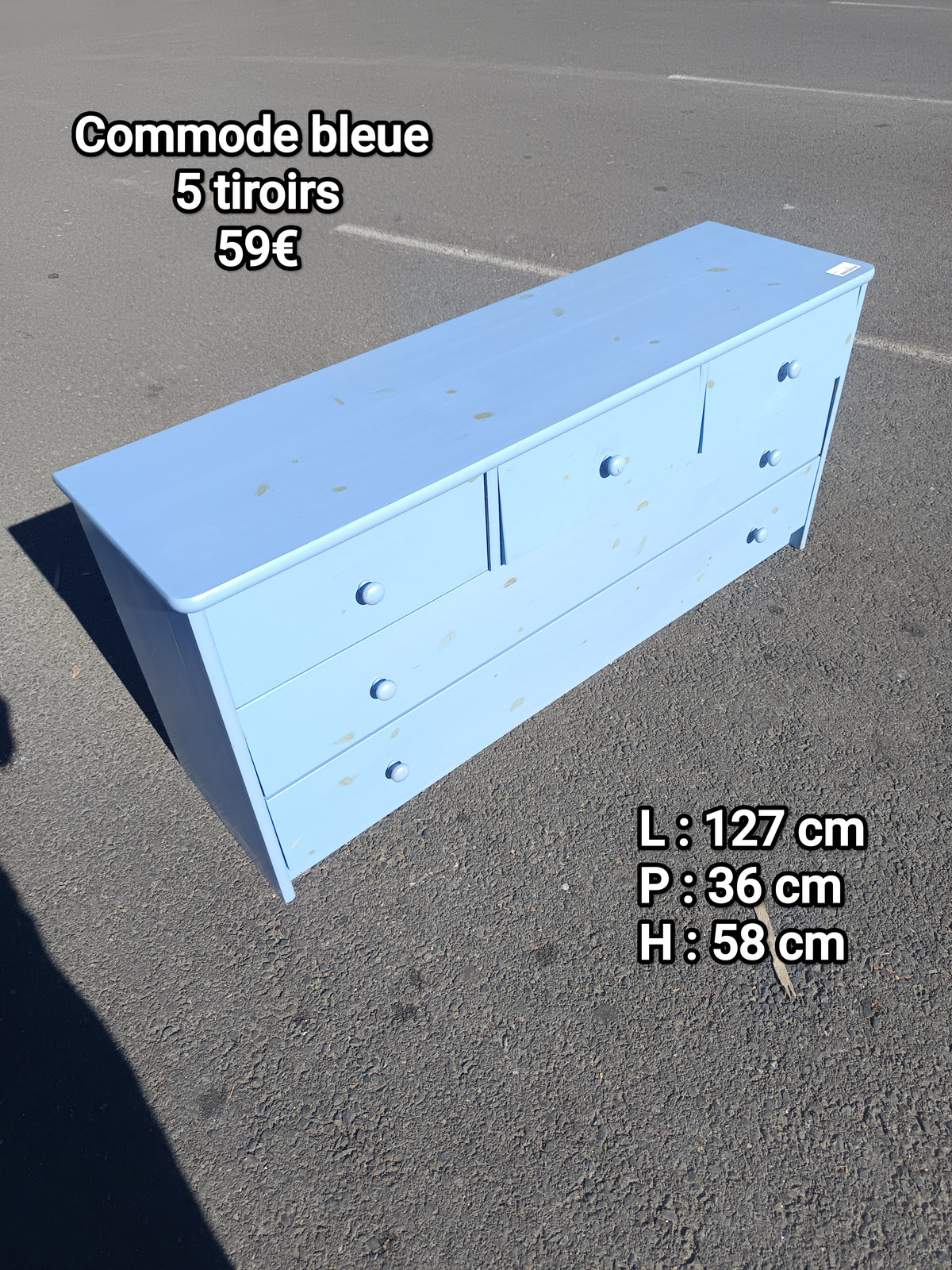 Commode bleue 5 tiroirs 068222