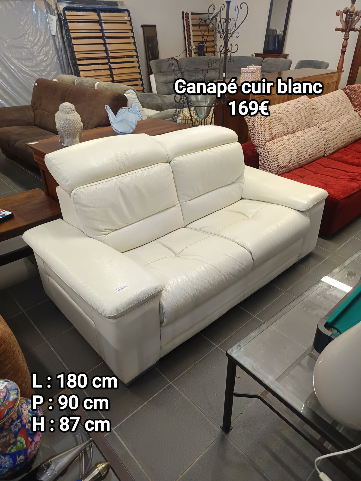 Canapé cuir blanc 068364