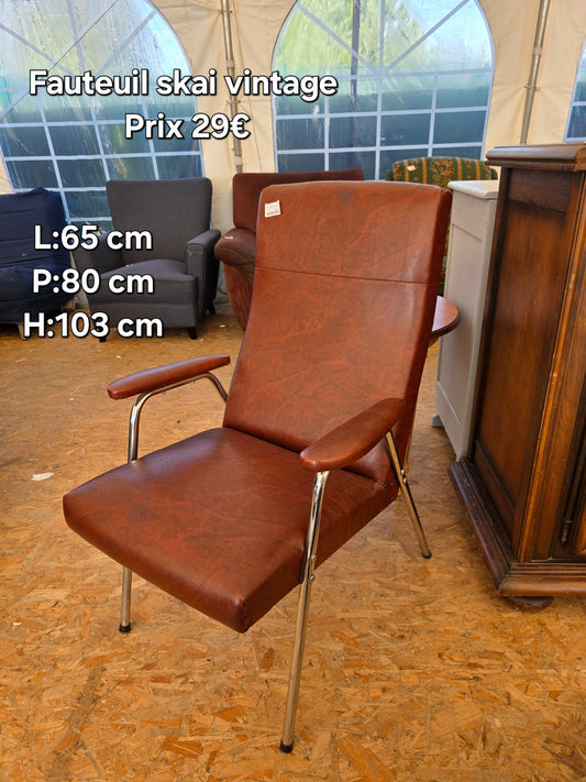 Fauteuil Skaï vintage 049711