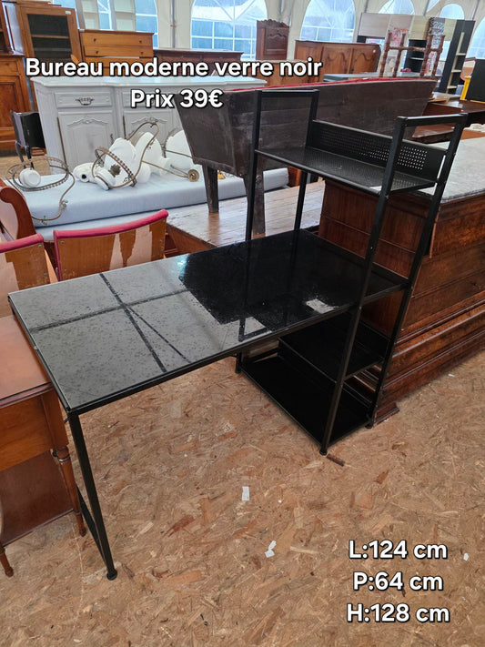 Bureau moderne verre noir 056956