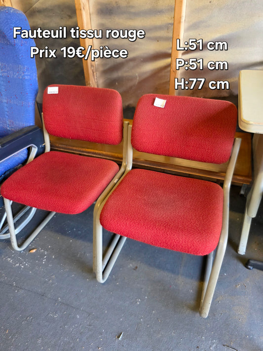 Fauteuil tissu rouge 049730