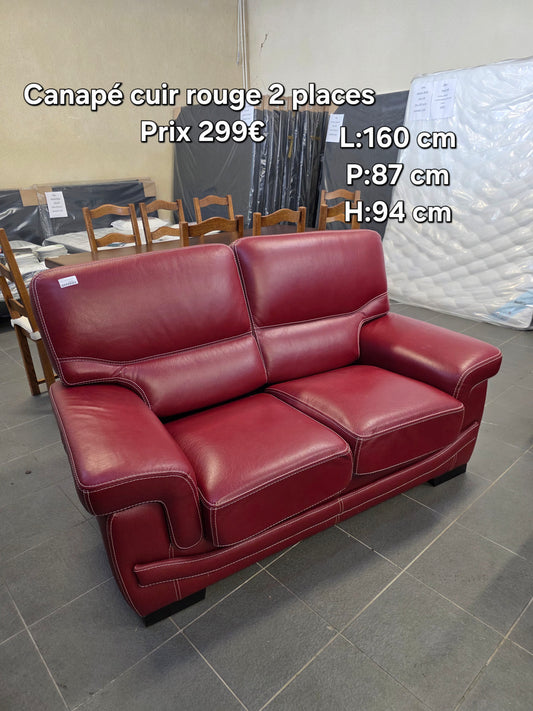 Canapé cuir rouge 2 places 047416