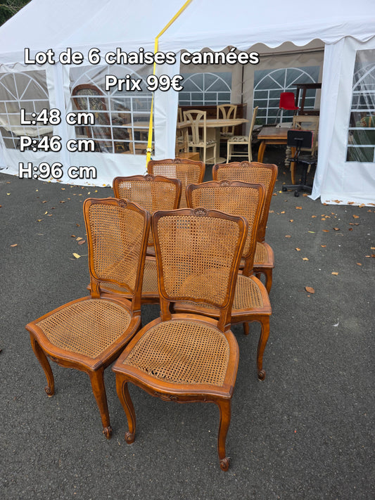 Lot de 6 chaises cannées 047865