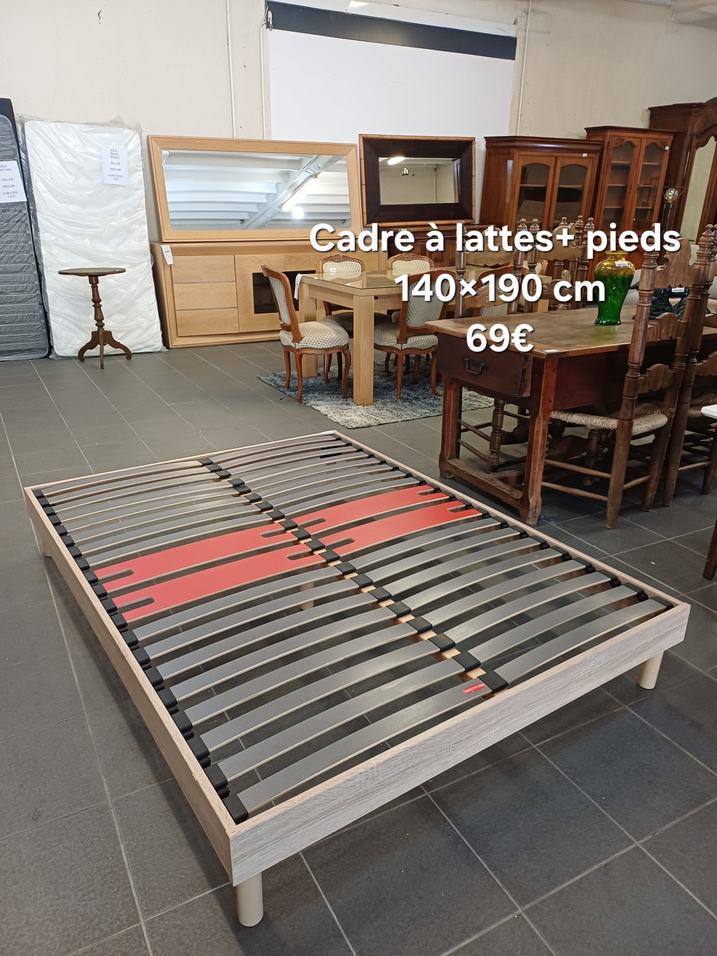 Cadre à lattes +pieds 140×190 cm 063425