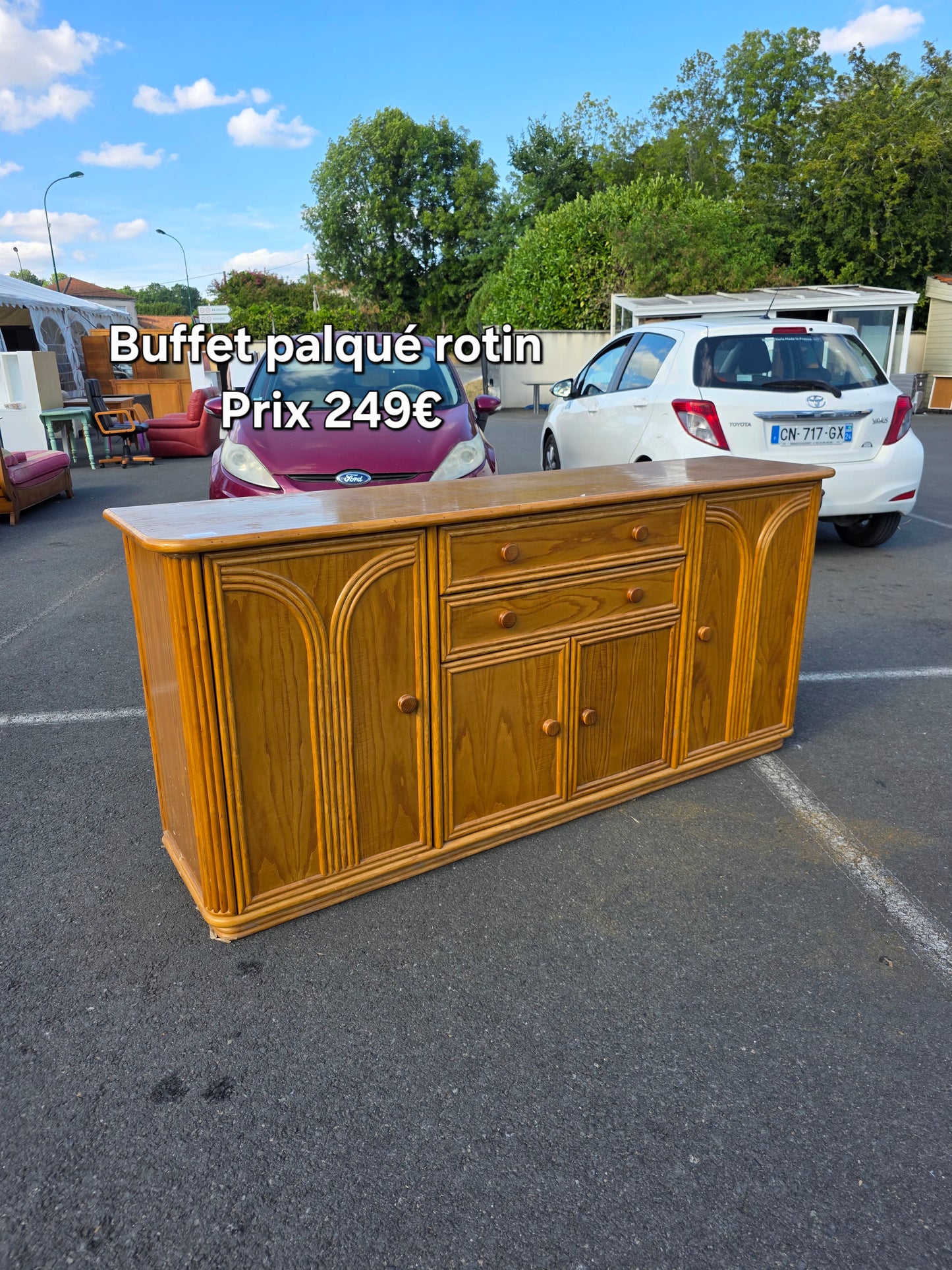 Buffet plaqué rotin 044791