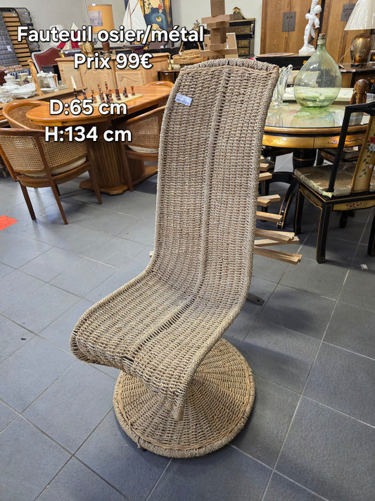 Fauteuil osier/métal 052171
