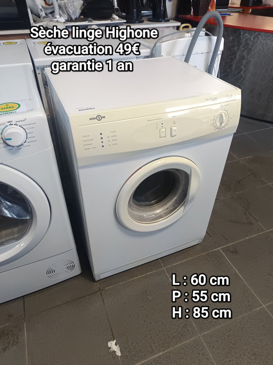 Sèche linge Highone évacuation 059548
