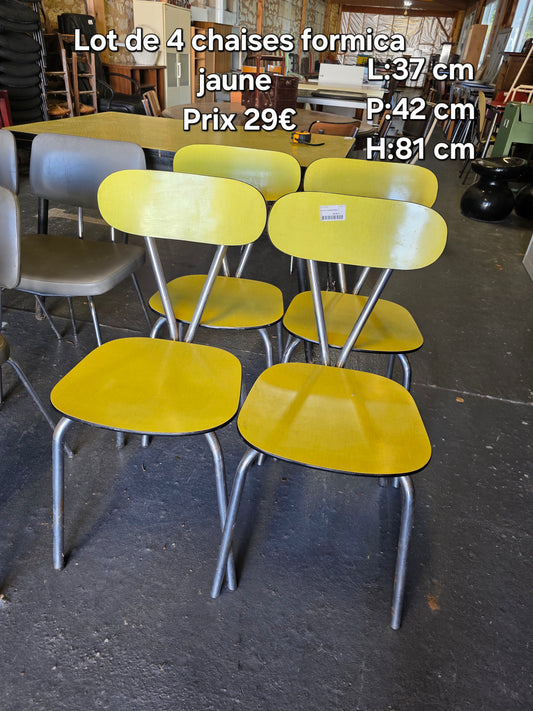 Lot de 4 chaises formica jaune 049718