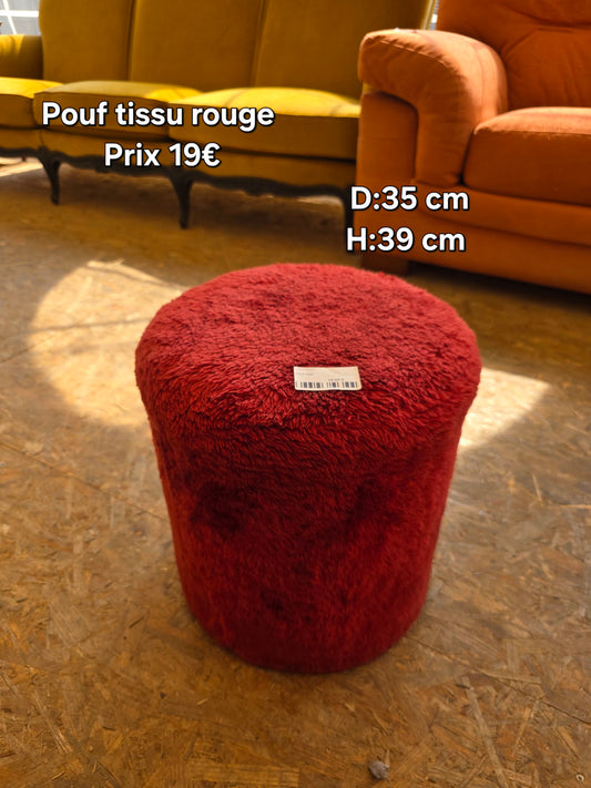 Pouf tissu rouge
