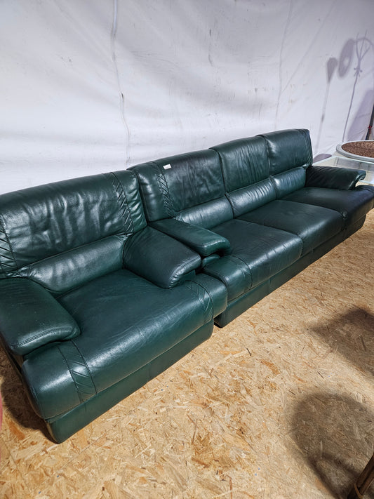 Canapé +1 fauteuil cuir vert 032910