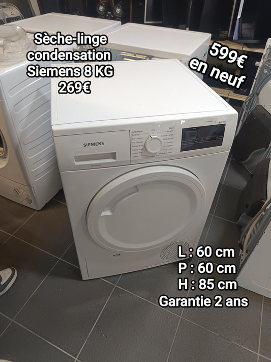 Sèche linge condensation Siemens 8 Kg 048093